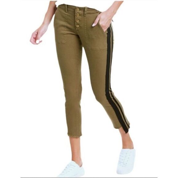 Pam & Gela Double Stripes Cropped Pant in Winter Moss NWOT Size 25 - Picture 1 of 5